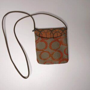 Maruca Boulder, CO Tapestry Crossbody Bag Geo Print Orange Grey 7" x 6.5"